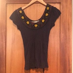 Anthropologie short sleeve shirt with back tie